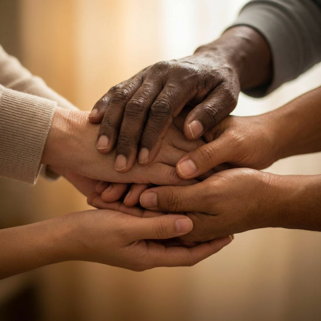 Two hands held together — care between generations